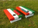 Custom Painted Corn hole Game - Italian Flag - 2 boards, 8 bags