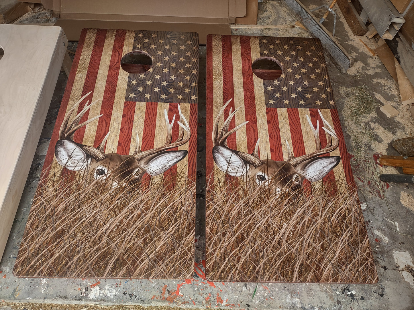 Stars and Bars USA Flag Patriotic Pro Cornhole Boards and bags