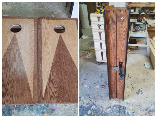 Oak Stained Premium Construction Corn Hole Boards